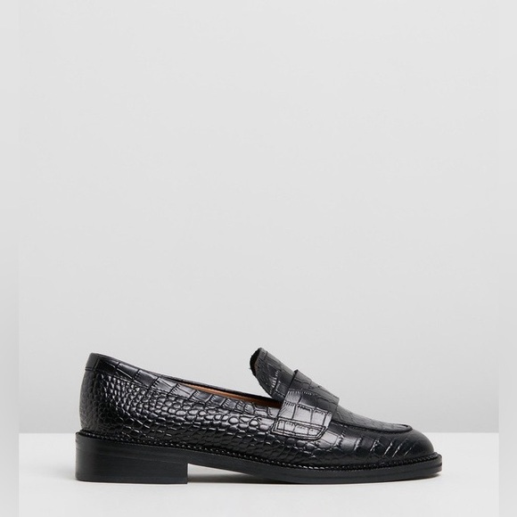 Tony Bianco Shoes - Lamar Black Croc Loafers by Tony Bianco